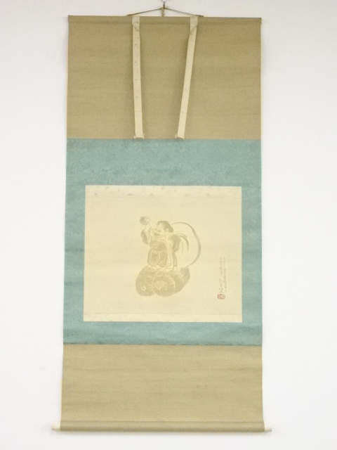 JAPANESE HANGING SCROLL / HAND PAINTED / DAIKOKU GOD (1924)
